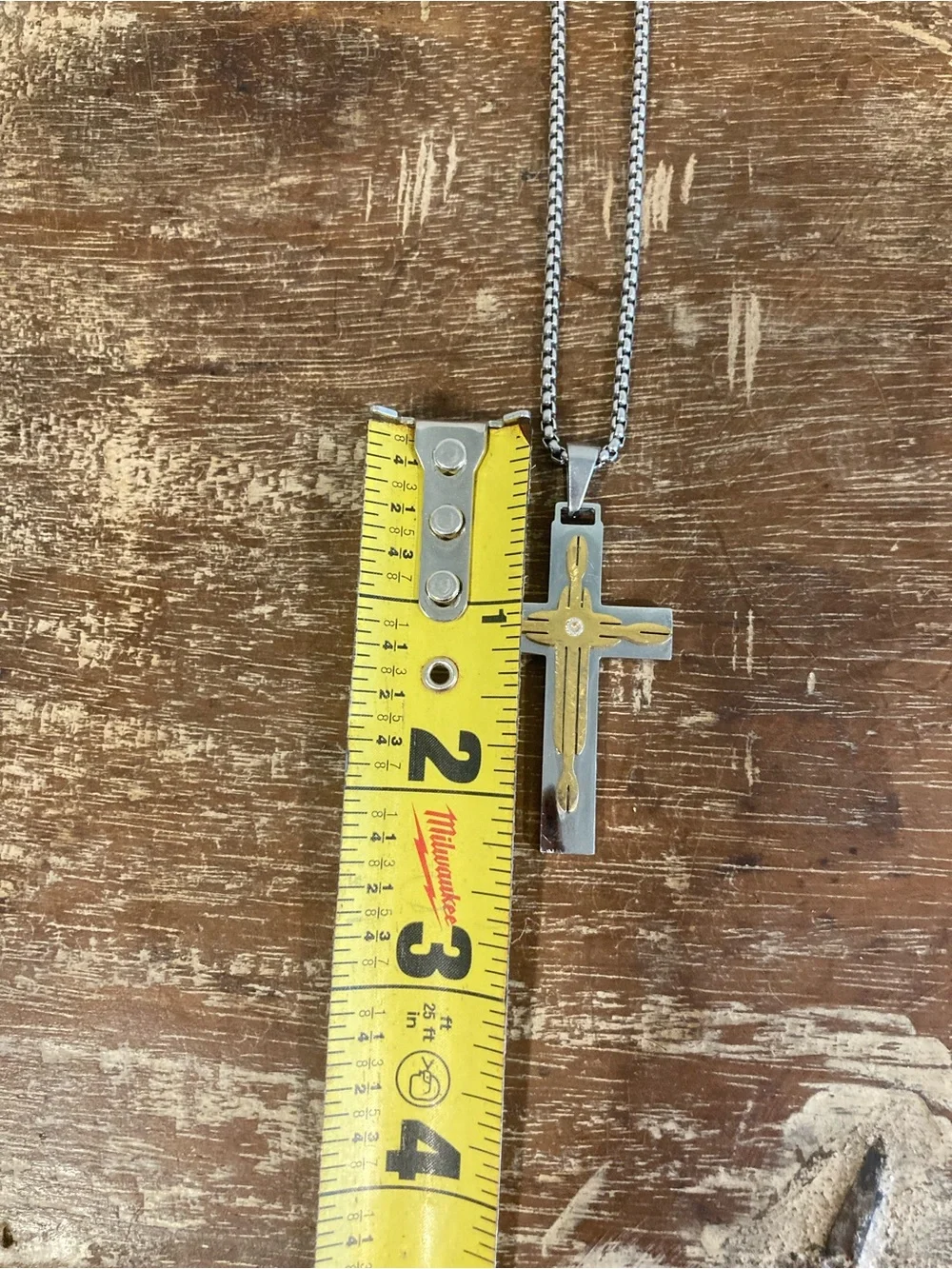 Two-Tone Men’s Fashion Jewelry Cross Pendant Necklace
